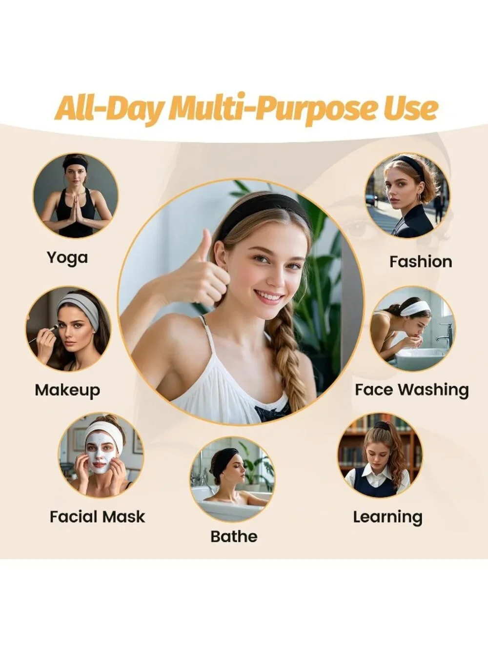 Women's Stretchy 6 Pack Thin Headbands Yoga Sweatbands Hair Accessories